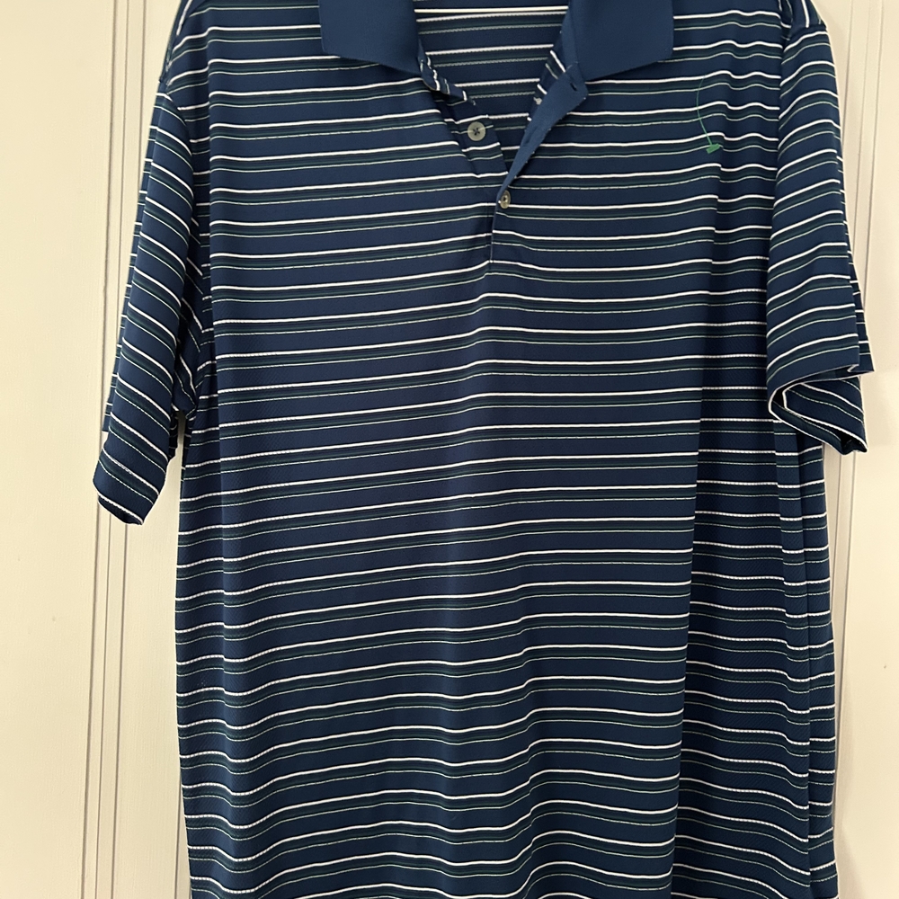 Nike Blue and White Striped Polo Shirt